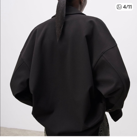 Zara Textured Weave Black OverShirt or Jacket - Picture 4 of 11